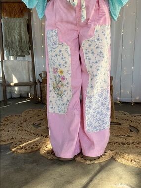 POL Pinstripe Floral Pants